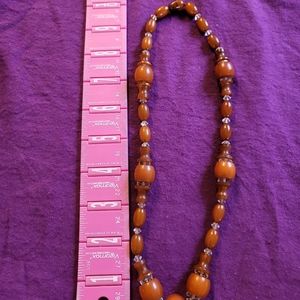 Red and Clear Beaded Necklace